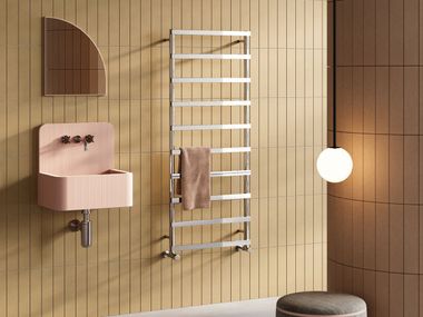Hot-water wall-mounted stainless steel towel warmer ALESSANDRA POLISHED STAINLESS STEEL CORDIVARI