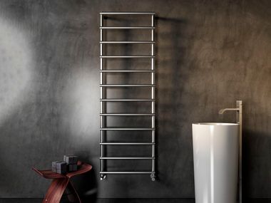 Hot-water wall-mounted glossy steel towel warmer LAURA POLISHED STAINLESS STEEL CORDIVARI