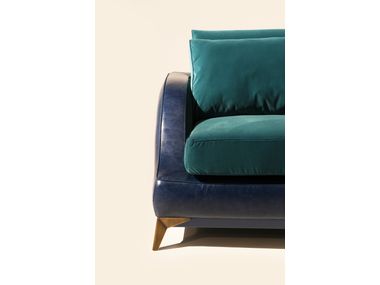 COUCH Velvet and leather sofa By Mantellassi 1926