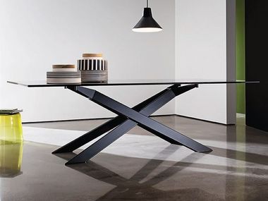 Rectangular glass table CROSS Sovet italia