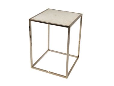 Tavolino quadrato con base in metallo e piano in marmo HYPERCUBE 39X39X52 CUBE3