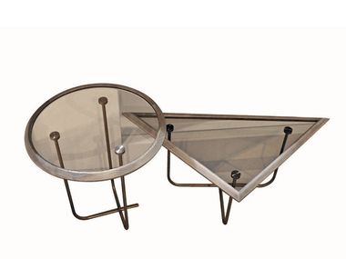 Round glass coffee table for living room CUBIC Shake