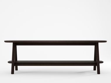 CURBUS Rectangular solid wood coffee table with integrated magazine ...