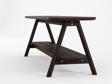CURBUS Rectangular solid wood coffee table with integrated magazine ...