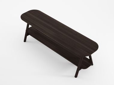 CURBUS Rectangular solid wood coffee table with integrated magazine ...