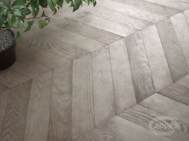Brushed oak parquet SANDBLASTED TURTLEDOVE OAK - CHEVRON 60° Cadorin Group