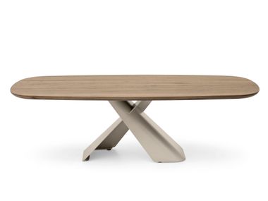 Extending steel and wood dining table AXIOM Calligaris