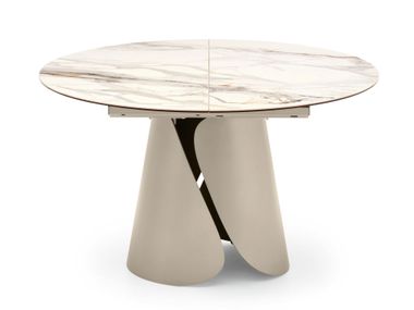 Round extending ceramic table with central base TANGO Calligaris