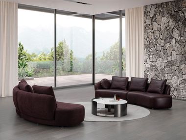 BELLA Modular curved 3 seater leather sofa By Campo De' Fiori