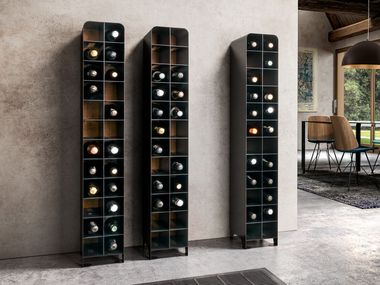 Floor steel and wood bottle rack SOFT SLIM Canel Fucina Design