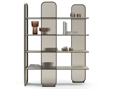 Freestanding open wood and glass bookcase GISELLE PLUS Capital Collection