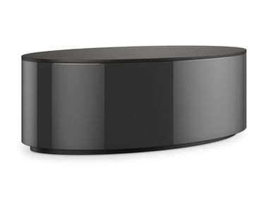 Oval low glass coffee table with castors ADELE Caracole