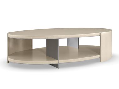 Oval wooden coffee table with castors DA VITA Caracole