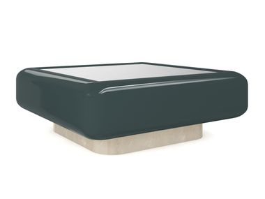 Square wood and mirrored glass coffee table GELEE Caracole