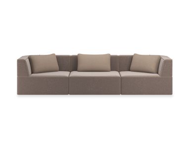 Sofá reto 3 lugares modular em nubuck MARBELLA Caracole