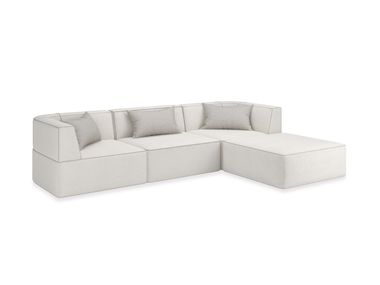 Sofá 3 lugares modular em nubuck com chaise-longues MARBELLA Caracole