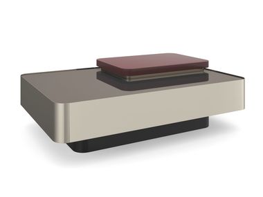 Low rectangular mirrored glass central coffee table PERIPHERY Caracole
