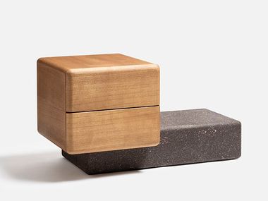 Nachttisch aus Holz mit Schubladen BRICK NL Carpanese Home