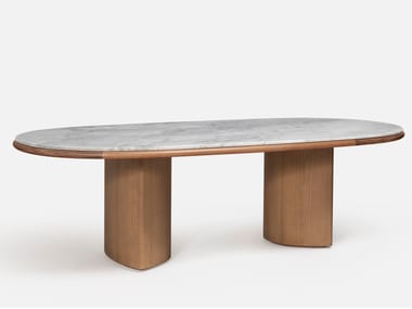 Tavolo ovale in frassino e marmo Carrara DOUBLÉ Carpanese Home