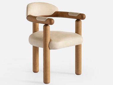 Silla de cuero con brazos PANDA Carpanese Home
