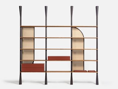 Sectional floor-ceiling mounted wooden bookcase PAW M Carpanese Home