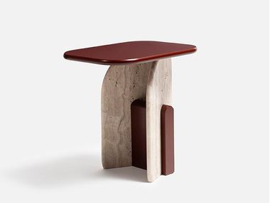 Rectangular wooden and marble side table SLABS Carpanese Home