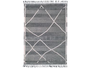 Handmade rectangular wool rug NOMAD CLAN 5014 BLACK/WHITE Carpet Edition