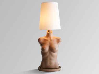 Indirect light leather covered table lamp EVA Casa Covre