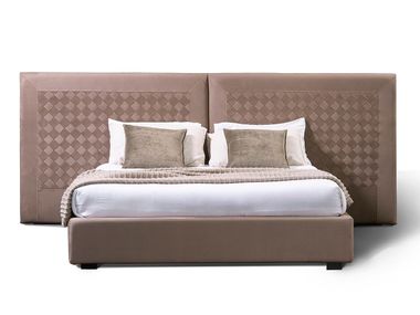 Leather double bed with upholstered headboard MADERA Casa Covre