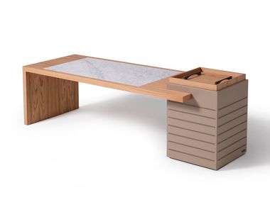 Rectangular wooden coffee table with storage space PLANO Casa Covre