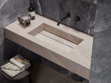 Rectangular washbasin in antibacterial porcelain stoneware CLEAR.120 Casalgrande Padana
