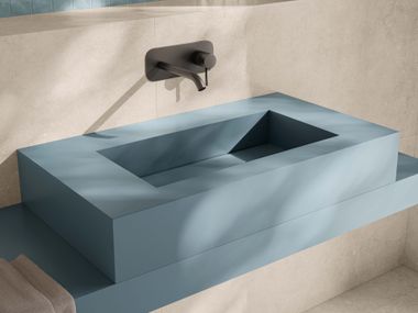 Rectangular washbasin in antibacterial porcelain stoneware CLEAR.90 Casalgrande Padana