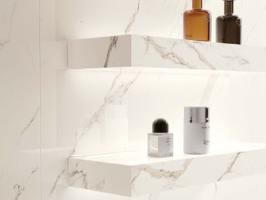 Antibacterial porcelain stoneware bathroom wall shelf COOL.60/75/90 Casalgrande Padana