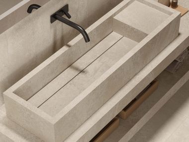 Rectangular washbasin in antibacterial porcelain stoneware LIMPID.120 Casalgrande Padana