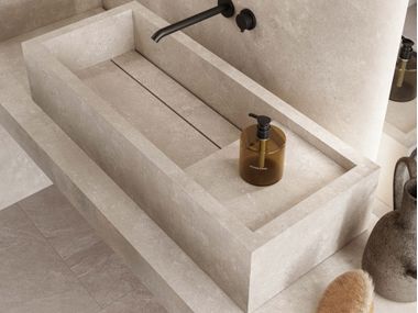 Rectangular washbasin in antibacterial porcelain stoneware LIMPID.90 Casalgrande Padana