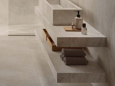 Antibakterielle Waschtischplatte aus Porzellan-Steinzeug PURE.90/120/180 Casalgrande Padana