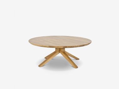 Round oak coffee table CROSS Case