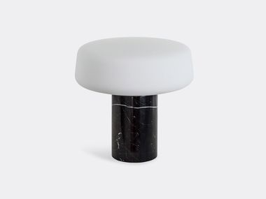 Rechargeable LED Nero Marquina marble table lamp SOLID Case