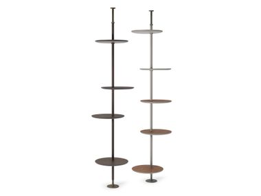 Floor-ceiling mounted open steel and wood bookcase ADDRESS Cattelan Italia
