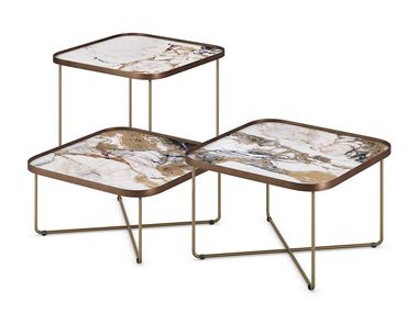 Square metal coffee table and ceramic top BENNY KERAMIK Cattelan Italia