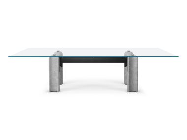 Rectangular glass table with concrete base BILBAO Cattelan Italia