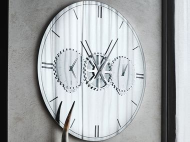 Wall-mounted mirrored glass clock TIMES Cattelan Italia