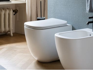 Wc filo parete in ceramica senza brida a pavimento ERA Ceramica Cielo