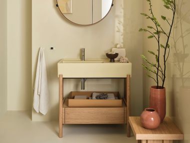 Rectangular ceramic washbasin with drawers PLINIO Ceramica Cielo