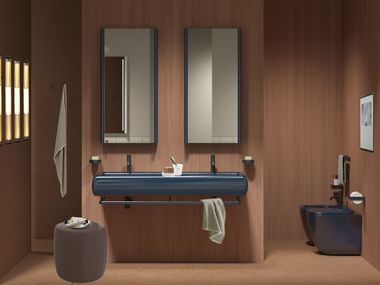 Double wall-mounted ceramic washbasin TESEO Ceramica Cielo