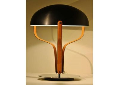 Stainless steel and leather table lamp HERMY Chiaro di Luna