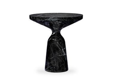 Tavolino da giardino monolitico rotondo in marmo Nero Marquina BELL SIDE TABLE MARBLE ClassiCon