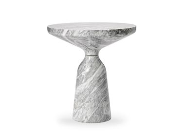 Tavolino da giardino monolitico rotondo in marmo Grigio Nuvolato BELL SIDE TABLE MARBLE ClassiCon