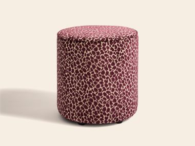 Fabric pouf BUREN LÉOPARD BURGUNDY Clovi Paris