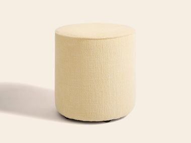 Round fabric pouf BUREN SOFTNESS OF DAWN LINEN Clovi Paris